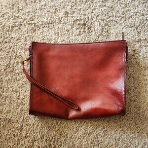 Vintage Dark Cherry Leather Clutch Bag